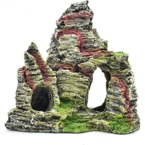 Décoration d'aquarium en pierre, vue sur la montagne, décoration d'arbre à poissons, pierre cachée pour décoration de grotte C (1/5)