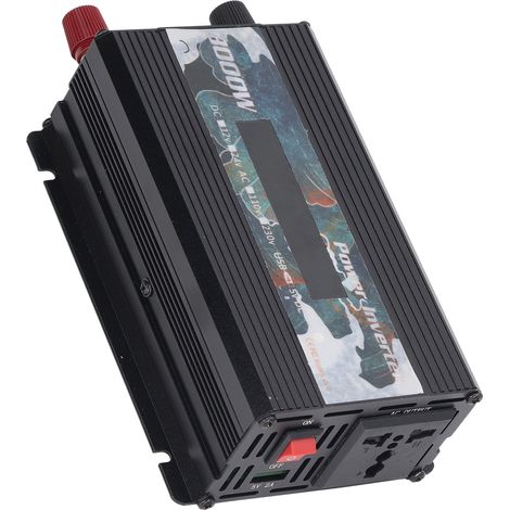 Onduleur Solaire 3000W Pur Sinus Modifié, Convertisseur DC 24V vers AC 220V, Panneau Design Pivoine Tendance Nationale, Prise USB 2.0A, Ventilateur de Refroidissement, Écran LCD, Noir, pour Usage Exté (1/5)