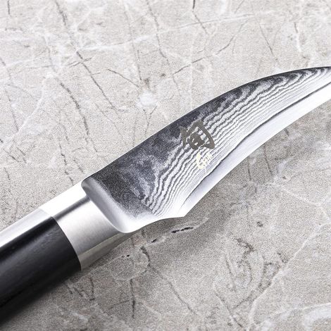 KAI Shun Classic Cuchillo japonés para pelar con hoja de 6,5 cm - Cuchillo de Damasco de 32 capas con núcleo VG MAX - 61 (±1) HRC - Mango de madera de Pakka - Cuchillo para tornear forjado (1/4)