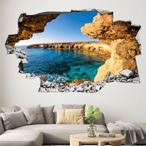 Stickers Trompe l'oeil trou dans le mur - Mer - 20 x 32 cm (1/3)