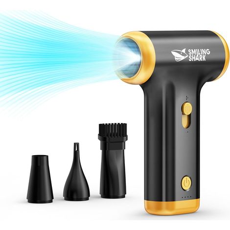 Souffleur Air Comprimé, JF-01 Vitesse Variable 130000TR/Min Dépoussiérant Puissants Électrique avec Lumières LED, Turbo Ventilateur Portable pour Cooling/PC/Clavier/Voiture (1/5)