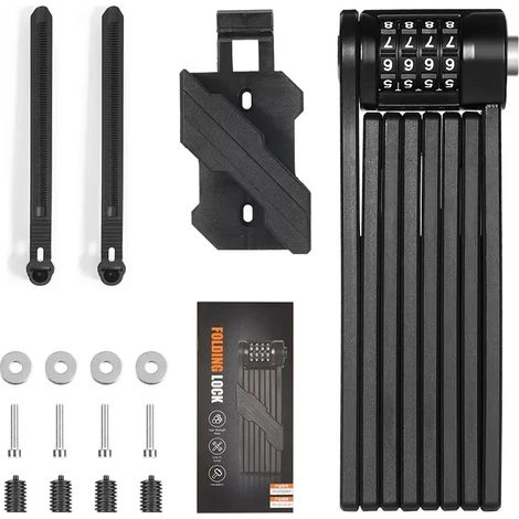 (120 cm, cadenas à combinaison) Antivol pliable pour vélo, portable, sécurisé et antivol, adapté aux motos et vélos électriques. (1/5)
