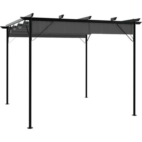 Une pergola avec toit rétractable, gris anthracite, 3x3 mètres, acier 180 g/m². (1/2)
