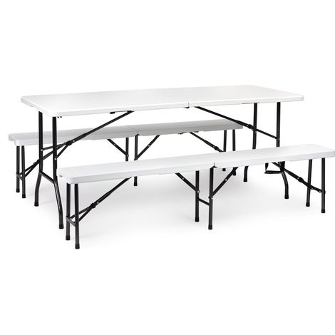Tavolo da catering 180 cm 2 panche set banchetto bianco modernhome
