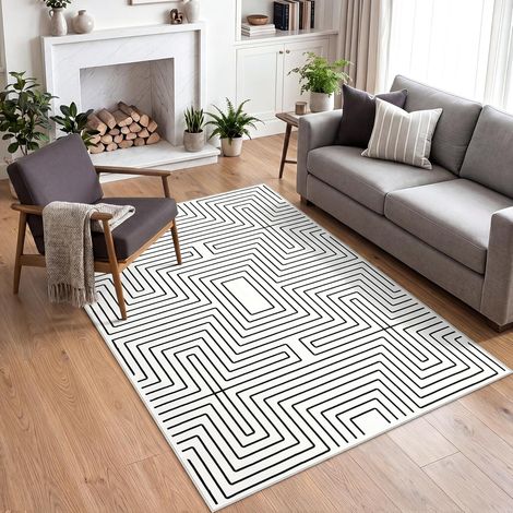 Tribesigns Tapis de salon, 200 x 300 cm, lavable, géométrique, antidérapant, à poils courts, pour chambre à coucher, salle à manger, certifié Öko-Tex (1/5)