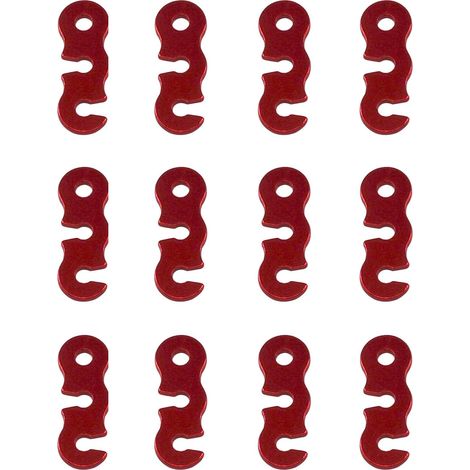 Tiranti per tende in alluminio ultraleggeri e resistenti con fibbia di regolazione per escursionismo, campeggio e trekking. Modello piccolo rosso, set da 12. (1/5)