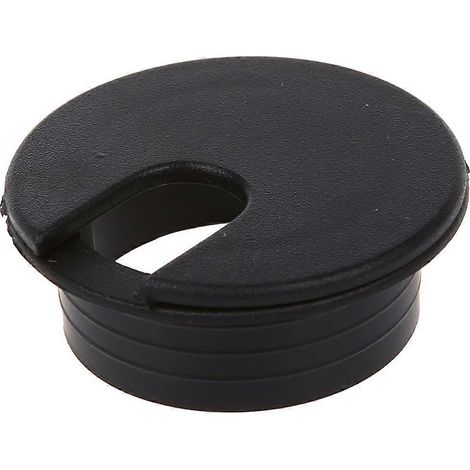Lot de 10 passe-câbles noirs de 35 mm pour prise de câble de bureau ou de table. (1/5)