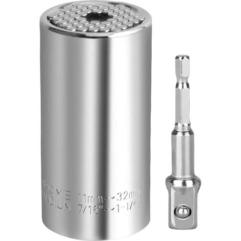 Vasos universales (11–32 mm) – Herramienta multifuncional universal con adaptador para taladro para aflojar cualquier tornillo. Regalo para papá, esposo, novio, hombre, Día del Padre. (1/5)