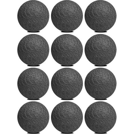 Boule décorative suspendue - JUANIO - JUANIO - Ø 6 cm - Gris foncé - Tissu (1/4)