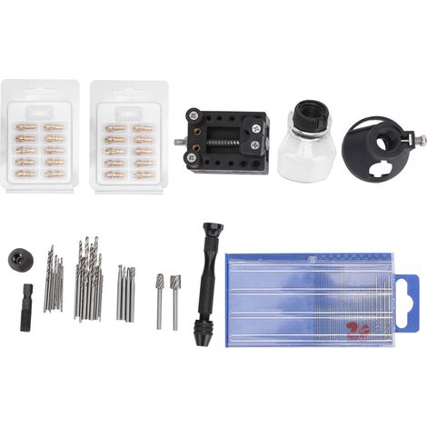 Ensemble de 72 accessoires pour mini-perceuse électrique : mandrin, outil de gravure, positionneur et forets. (1/5)