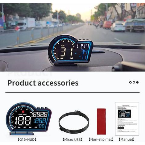 Car GPS Head-Up Display (HUD) Universal Speedometer, Mileage, Digital Clock - G16 New Model (1/4)