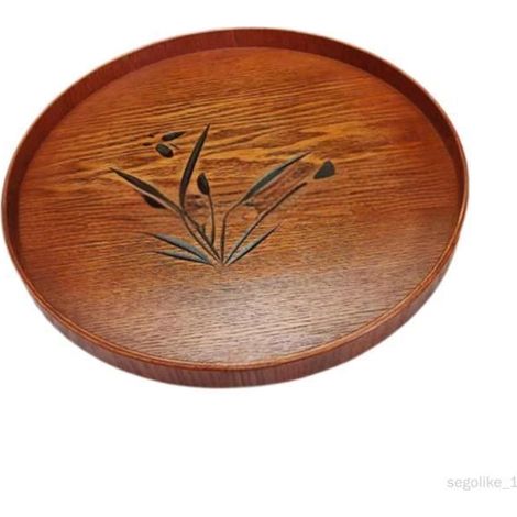 1 plateau rond en bois, 27 cm, plateau de service polyvalent pour cuisine, salle à manger et apéritif (1/4)