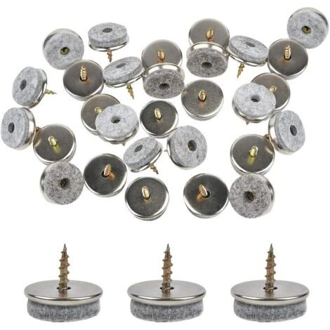 Lot de 30 embouts de pieds de chaise, diamètre 18 mm, avec des patins en feutre de 5 mm d'épaisseur offrant une protection parfaite aux pieds de chaise et faciles à installer avec des vis. (1/5)