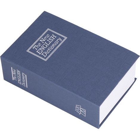 Coffre-fort en acier en forme de livre, style classique, avec serrure à code, bleu. Boîte de rangement pour la maison. (1/5)