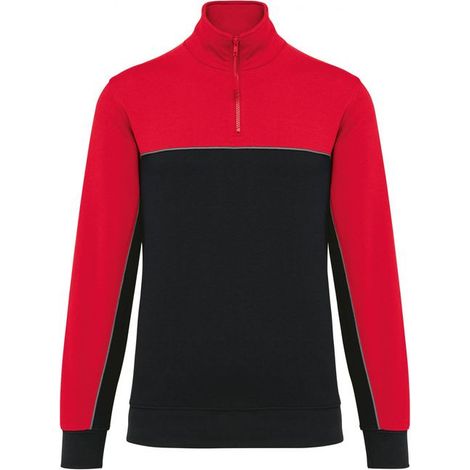 Felpa eco-responsabile con collo a zip WK. Designed To Work Nero / Rosso XS (1/3)