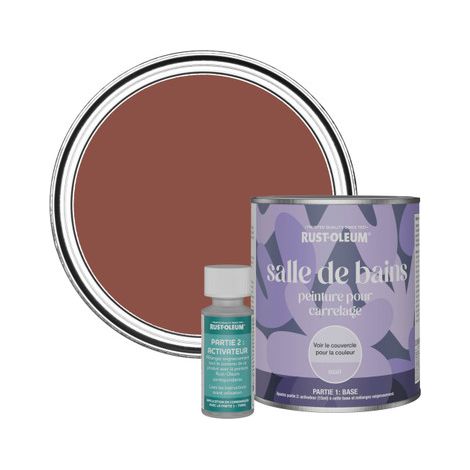 Peinture pour Carrelage de Salle de Bain, Finition Mate - Rouge Brique 750ml (1/3)