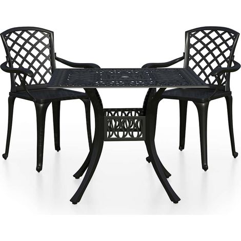 Maison Exclusive - 3-tlg. Bistro-Set Aluminiumguss Schwarz (1/5)