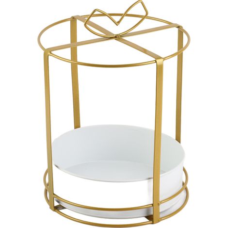 Goldener, tragbarer Metallblumenkorb aus Eisen für Hochzeitsdekorationen (1/5)