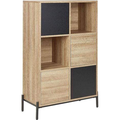 Libreria 4 armadi 2 ante aperte Legno chiaro e grigio Moines