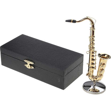 Mini-Saxophon, Musikinstrumentenmodell, Miniatur-Kupferbrosche, dekorativer Tischgegenstand mit 30 cm Altsaxophon. (1/3)