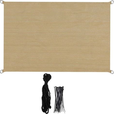 Vela de sombra rectangular de 3 x 3 m, impermeable, de PES, color blanco roto, con 95 % de protección UV para patio y jardín al aire libre. (1/4)