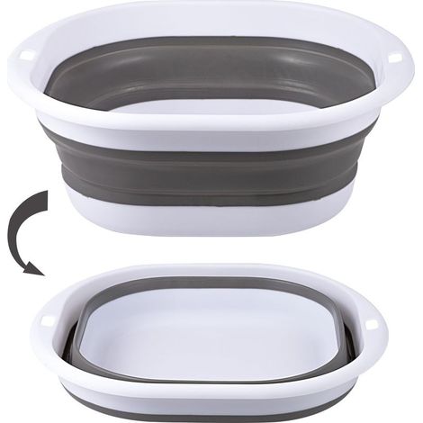 Lavabo Pliable de 2,7 L - Bol Portable pour Camping, Cuisine, Maison - Bac de Lavage Peu Encombrant (Gris) (1/5)