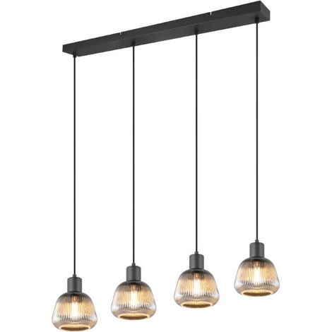 Suspension noire rétro barre verre 4xE27 TARIFA Trio (1/3)