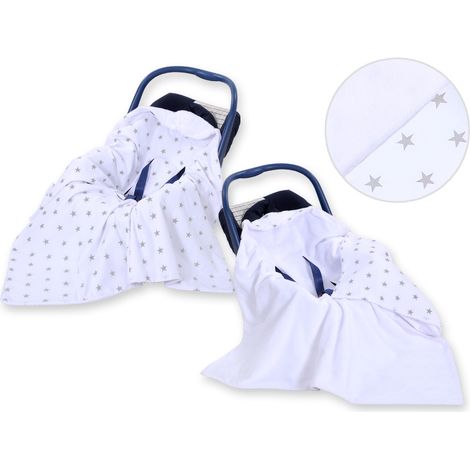 Fular portabebés grande para silla de paseo, de doble cara - Estrellas grises sobre fondo blanco (1/2)