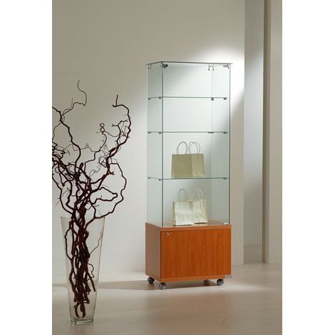 Vetrina con Mobile Cristalli Temperati 60x40xh180 cm LL OF618M Made in Italy Colore Ciliegio (1/4)