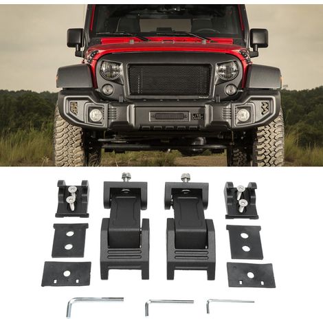 Paar schwarze Motorhaubenverriegelungsschnallen, passend für Jeep Wrangler JK 2007-2017 (1/5)