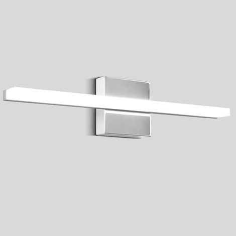 AUTRUCKER Applique murale moderne pour salle de bain/chambre, luminaire rectangulaire LED en acrylique, argenté, 60 cm, 12 W, lumière blanche. (1/5)