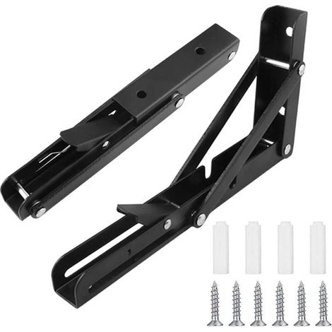 Équerre Pliant Support Console Pliable En Acier Inoxydable, Supports D' étagères Pliants Charge, Lourds Support Console Pliable Rétractable, Pour Garage, Cuisine, Chambre.(20cm, 2Pièces) (1/5)