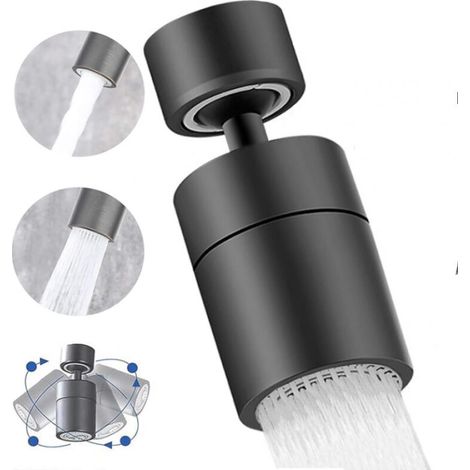 Faucet Aerator, 360° Swivel Kitchen Faucet Nozzle, 2 Modes, Water-Saving Faucet Aerator, for Kitchen and Bathroom Sinks (Black) (1/5)