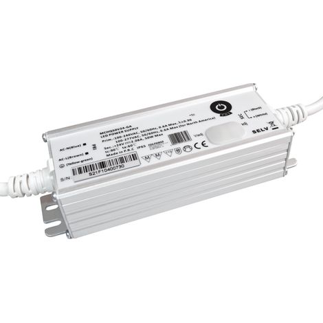MCHQ50V24-GA: MCHQ50V24-GA: Alimentatore LED 24V/2.08A 50W CV, custodia in metallo, PFC, ingresso CA universale (max 305VAC), Uo...