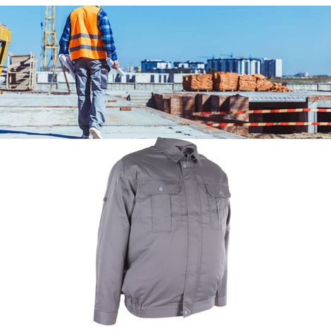 Chaqueta profesional con aire acondicionado – chaqueta con ventiladores extraíbles – disipación de calor y protección UV – talla XXXL, gris claro (1/5)