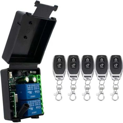 Télécommande 433 MHz Sans Fil Récepteur 2 Canaux Relais AC 85-256 V Porte Garage Éclairage Rideau-Crezuo (1/4)