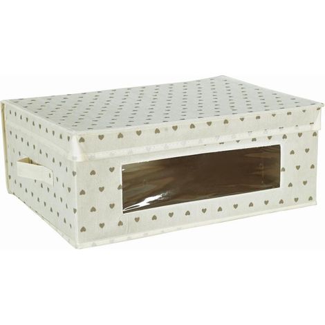 King Home SCATOLA KING BOX IN TNT PANNA 48x36x19h cm con maniglie laterali e finestrella trasparente (1/4)