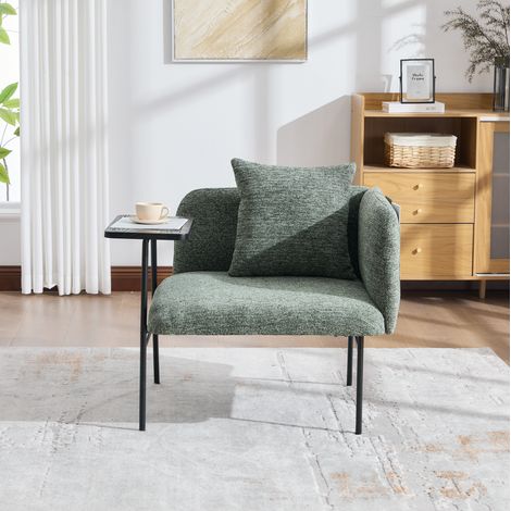 Designsessel 86 x 72 x 71 cm, Smaragdgrün, mit Ablage und Stauraum, Chenille und Metall MEUBLIV (1/5)