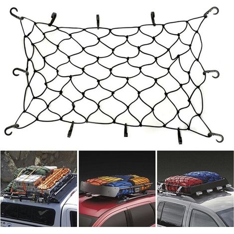 Red elástica de malla para techo de coche para equipaje, cubierta de almacenamiento de cuerda - Crezuo