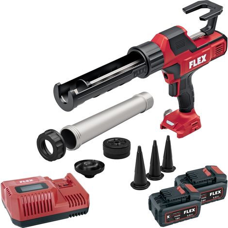 Flex Akku-Kartuschenpresse 18 V CG 310/600 18 Koffer, 2 Akkus 5,0 Ah, Ladegerät