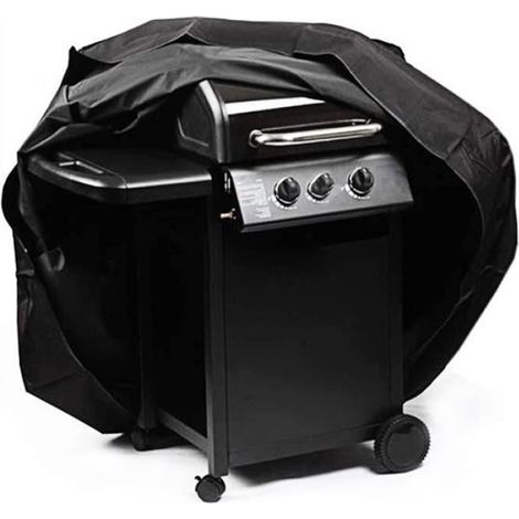 1 Housse de protection, imperméable, en polyéthylène, noir et argent, pour barbecue extérieur (1/4)