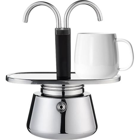 Pot Classique Cafetière portable en acier inoxydable Machine à café italienne pour Maison, Bureau, Cuisine, Café, Petit-Déjeuner, Après-Midi, Travail, Camping (1/5)