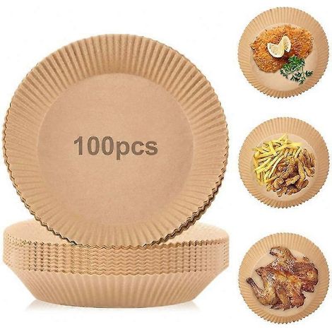 Papier sulfurisé jetable pour friteuse à air chaud, 16 cm (6,3 pouces), résistant aux graisses, à l'huile et à l'eau, pour rôtir et cuire au four. Convient également pour le micro-ondes, etc. (1/5)