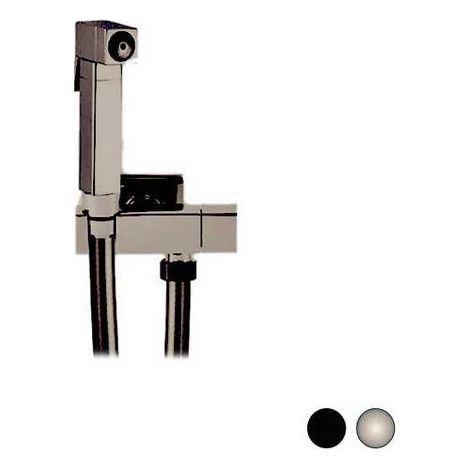 Set idroscopino composto da: Idroscopino, Flessibile conico 120 cm metallizzato in PVC, Rubinetto ad angolo con vitone ceramico e supporto in ottone.(DianFlex) Misura: Nero Opaco