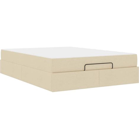 Estructura de cama con almacenamiento Crema 160 x 200 cm tela vidaXL (1/5)