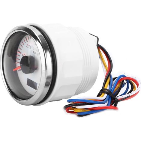 Tachymètre à Pointeur, Tachymètre de Bateau 52 Mm ABS Jauge de Régime en Acier Inoxydable IP67 étanche pour 1 à 8 Cylindres Moto Voiture Bateau (1/5)