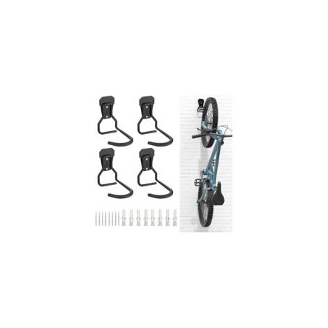 Crochets Vélo, Supports de Cintre de Vélo en Fer, Support Mural de Rangement pour Vélos Robuste en Forme de L, Support Vertical de Vélo Pratique pour Maison Garage, Noir 4pcs (1/5)