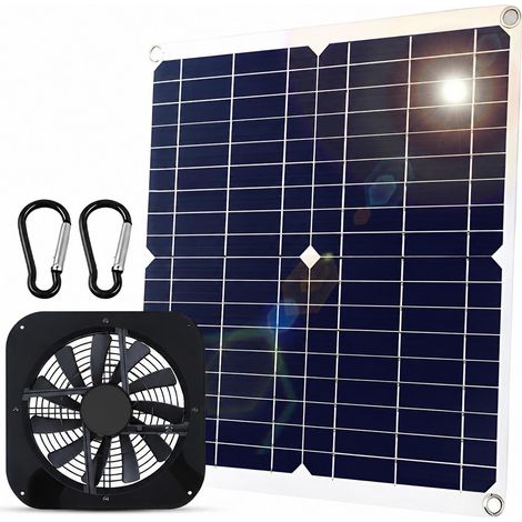 Ventilateur solaire 20 W - Ventilateur d'extraction étanche à panneau solaire USB, flux d'air rapide, kit extérieur pour poulaillers, serres, abris de jardin, niches pour animaux et fenêtres (1/5)