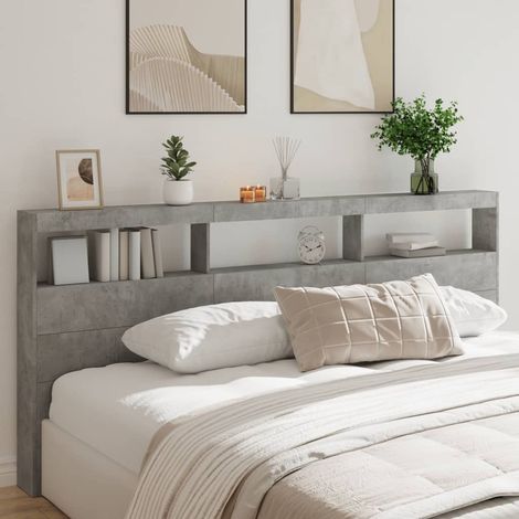 Cabecero de cama con luz LED gris hormigón 220x17x102 cm vidaXL
