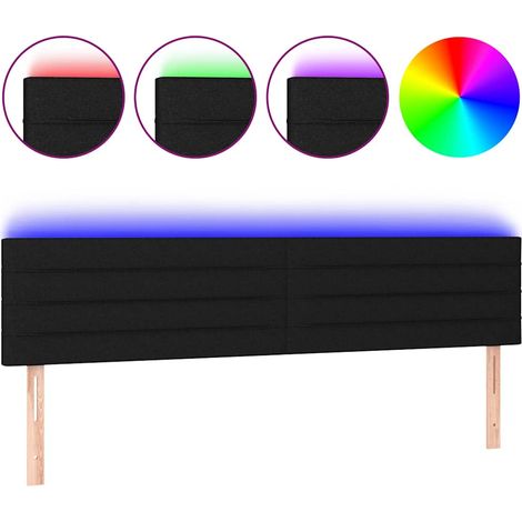 Maison Exclusive - Cabecero con LED de tela negro 180x5x78/88 cm (1/5)